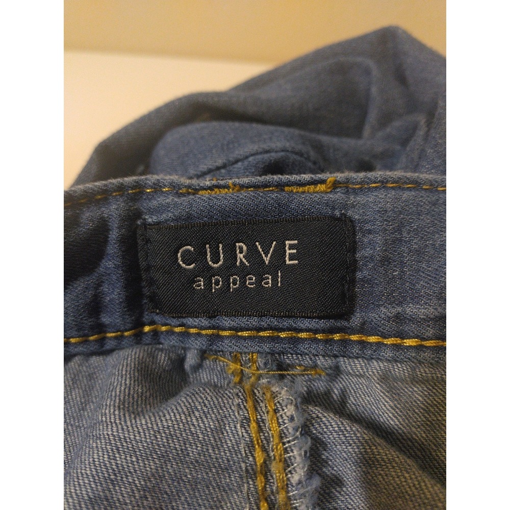 Curve Appeal Women's Wide Leg Jeans Size 10 30  Drawstring Waist Baggy Cropped - Picture 3 of 8